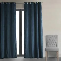 Best Sale ✨ Exclusive Fabrics EFF Midnight Blue Grommet Velvet Blackout Single Curtain (1 Panel) ❤️ -Exclusive Fabrics SHOP EFF Midnight Blue Grommet Velvet Blackout Single Curtain 281 Panel29 2