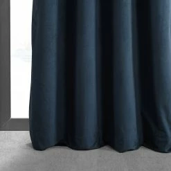 Best Sale ✨ Exclusive Fabrics EFF Midnight Blue Grommet Velvet Blackout Single Curtain (1 Panel) ❤️ -Exclusive Fabrics SHOP EFF Midnight Blue Grommet Velvet Blackout Single Curtain 281 Panel29 5