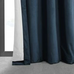 Best Sale ✨ Exclusive Fabrics EFF Midnight Blue Grommet Velvet Blackout Single Curtain (1 Panel) ❤️ -Exclusive Fabrics SHOP EFF Midnight Blue Grommet Velvet Blackout Single Curtain 281 Panel29 6