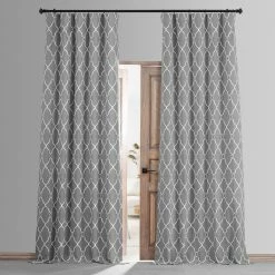 Budget 🌟 Exclusive Fabrics Aiden Printed Cotton Hotel Blackout Curtain (1 Panel) Aiden Gray 🌟