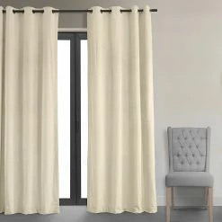 Budget 🎁 Exclusive Fabrics Alabaster Beige Grommet Velvet Blackout Curtain (1 Panel) ✨ -Exclusive Fabrics SHOP Exclusive Fabrics Alabaster Beige Grommet Velvet Blackout Curtain 281 Panel29 2