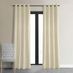 Budget 🎁 Exclusive Fabrics Alabaster Beige Grommet Velvet Blackout Curtain (1 Panel) ✨