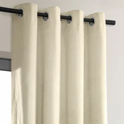 Budget 🎁 Exclusive Fabrics Alabaster Beige Grommet Velvet Blackout Curtain (1 Panel) ✨ -Exclusive Fabrics SHOP Exclusive Fabrics Alabaster Beige Grommet Velvet Blackout Curtain 281 Panel29 3