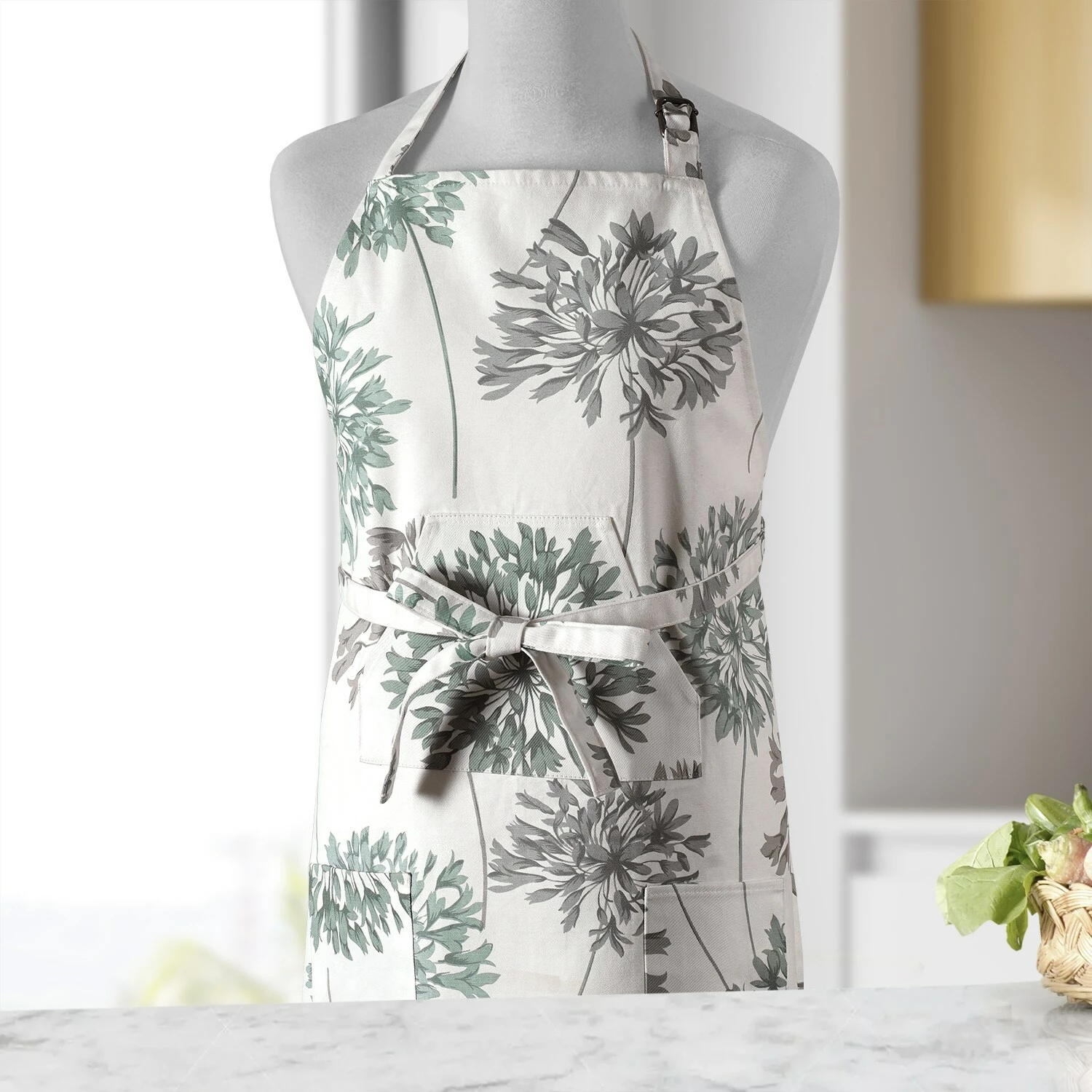 Promo ✔️ Exclusive Fabrics Allium Printed Cotton Apron - 27 X 34 ❤️ 4 Promo ✔️ Exclusive Fabrics Allium Printed Cotton Apron - 27 X 34 ❤️ - Image 2