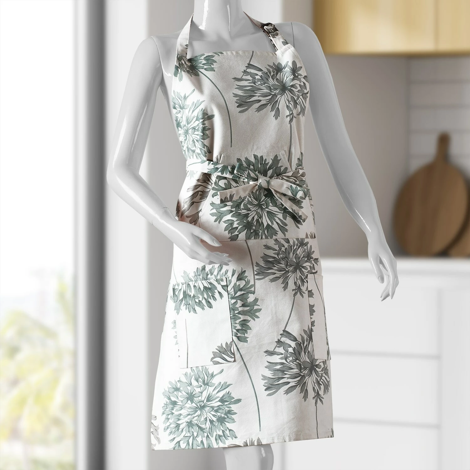 Promo ✔️ Exclusive Fabrics Allium Printed Cotton Apron - 27 X 34 ❤️ 5 Promo ✔️ Exclusive Fabrics Allium Printed Cotton Apron - 27 X 34 ❤️ - Image 3