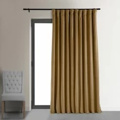 Best Sale ✨ Exclusive Fabrics Amber Gold Velvet Blkt Extra Wide Curtain Panel (1 Panel) 🔥