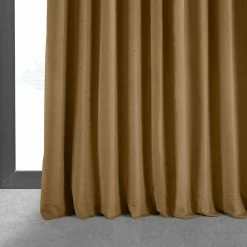 Best Sale ✨ Exclusive Fabrics Amber Gold Velvet Blkt Extra Wide Curtain Panel (1 Panel) 🔥 -Exclusive Fabrics SHOP Exclusive Fabrics Amber Gold Velvet Blkt Extra Wide Curtain Panel 281 Panel29 5
