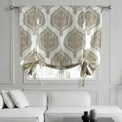 Deals ✨ Exclusive Fabrics Arabesque Printed Cotton Tie-Up Window Shade - 46 X 63 Arabesque Blue 🎉