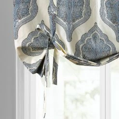 Deals ✨ Exclusive Fabrics Arabesque Printed Cotton Tie-Up Window Shade - 46 X 63 Arabesque Blue 🎉 -Exclusive Fabrics SHOP Exclusive Fabrics Arabesque Printed Cotton Tie Up Window Shade 4