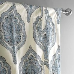 Deals ✨ Exclusive Fabrics Arabesque Printed Cotton Tie-Up Window Shade - 46 X 63 Arabesque Blue 🎉 -Exclusive Fabrics SHOP Exclusive Fabrics Arabesque Printed Cotton Tie Up Window Shade 5