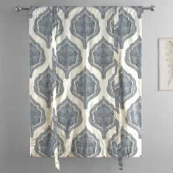 Deals ✨ Exclusive Fabrics Arabesque Printed Cotton Tie-Up Window Shade - 46 X 63 Arabesque Blue 🎉 -Exclusive Fabrics SHOP Exclusive Fabrics Arabesque Printed Cotton Tie Up Window Shade 6