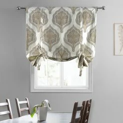 Deals ✨ Exclusive Fabrics Arabesque Printed Cotton Tie-Up Window Shade - 46 X 63 Arabesque Blue 🎉 -Exclusive Fabrics SHOP Exclusive Fabrics Arabesque Printed Cotton Tie Up Window Shade 8