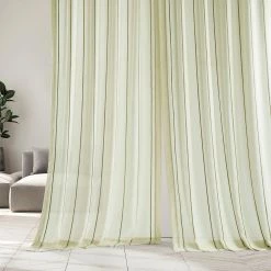 Discount ✔️ Exclusive Fabrics Aruba Striped Linen Sheer Curtain (1 Panel) Aruba White 😉 -Exclusive Fabrics SHOP Exclusive Fabrics Aruba Striped Linen Sheer Curtain 281 Panel29 1