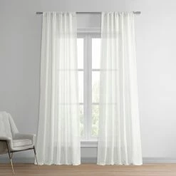 Discount ✔️ Exclusive Fabrics Aruba Striped Linen Sheer Curtain (1 Panel) Aruba White 😉 -Exclusive Fabrics SHOP Exclusive Fabrics Aruba Striped Linen Sheer Curtain 281 Panel29 8