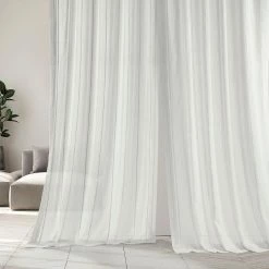 Discount ✔️ Exclusive Fabrics Aruba Striped Linen Sheer Curtain (1 Panel) Aruba White 😉 -Exclusive Fabrics SHOP Exclusive Fabrics Aruba Striped Linen Sheer Curtain 281 Panel29 9