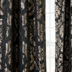 Best Sale 🤩 Exclusive Fabrics Astoria Black/Pewter Faux Silk Jacquard Curtain (1 Panel) ✨ -Exclusive Fabrics SHOP Exclusive Fabrics Astoria Black Pewter Faux Silk Jacquard Curtain Panel ed1d56e9 6a65 4e7e 8b10 3583f01ecda3