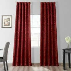 Promo 🥰 Exclusive Fabrics Astoria Red/Bronze Faux Silk Jacquard Curtain (1 Panel) 😉