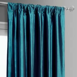 Best Pirce 🛒 Exclusive Fabrics Banded Faux Silk Taffeta & Plush Velvet Curtain (1 Panel) Fuchsia Rose & Winter Plum 🔥 -Exclusive Fabrics SHOP Exclusive Fabrics Banded Faux Silk Taffeta 26 Plush Velvet Curtain 281 Panel29 4