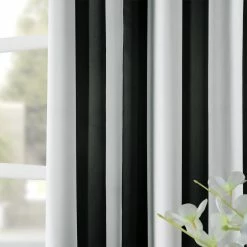 Buy 🔔 Exclusive Fabrics Black & Fog White Stripe Room Darkening Curtain Panel Pair (2 Panels) Awning Black & Fog White 🎁 -Exclusive Fabrics SHOP Exclusive Fabrics Black and White Vertical Striped Blackout Curtain Panel Set 4a9a3d51 4bad 4143 8f09 169e15878053