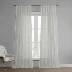 Best Sale ⭐ Exclusive Fabrics Bordeaux Striped Faux Linen Sheer Curtain (1 Panel) 😍