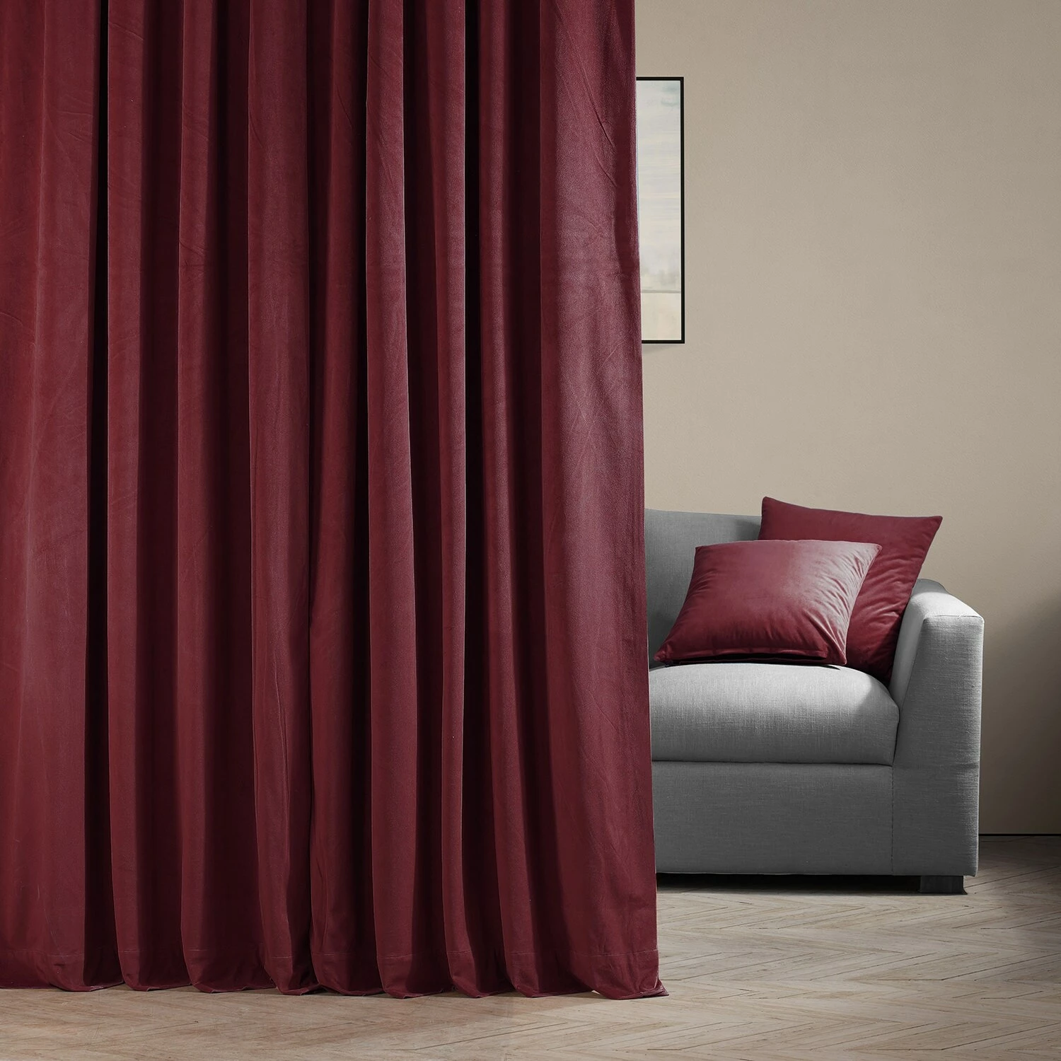Brand new 😀 Exclusive Fabrics Burgundy Velvet Blackout Extra Wide Curtain (1 Panel) 👏 4 Brand new 😀 Exclusive Fabrics Burgundy Velvet Blackout Extra Wide Curtain (1 Panel) 👏 - Image 2