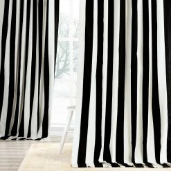 Best Pirce ✔️ Exclusive Fabrics Cabana Black Stripe Cotton Curtain (1 Panel) 😀