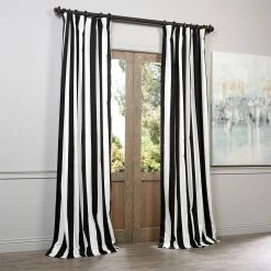 Best Pirce ✔️ Exclusive Fabrics Cabana Black Stripe Cotton Curtain (1 Panel) 😀 -Exclusive Fabrics SHOP Exclusive Fabrics Cabana Black Stripe Cotton Curtain Panel bcbf432a 0d1d 4a34 864a 67ff499bdb0f
