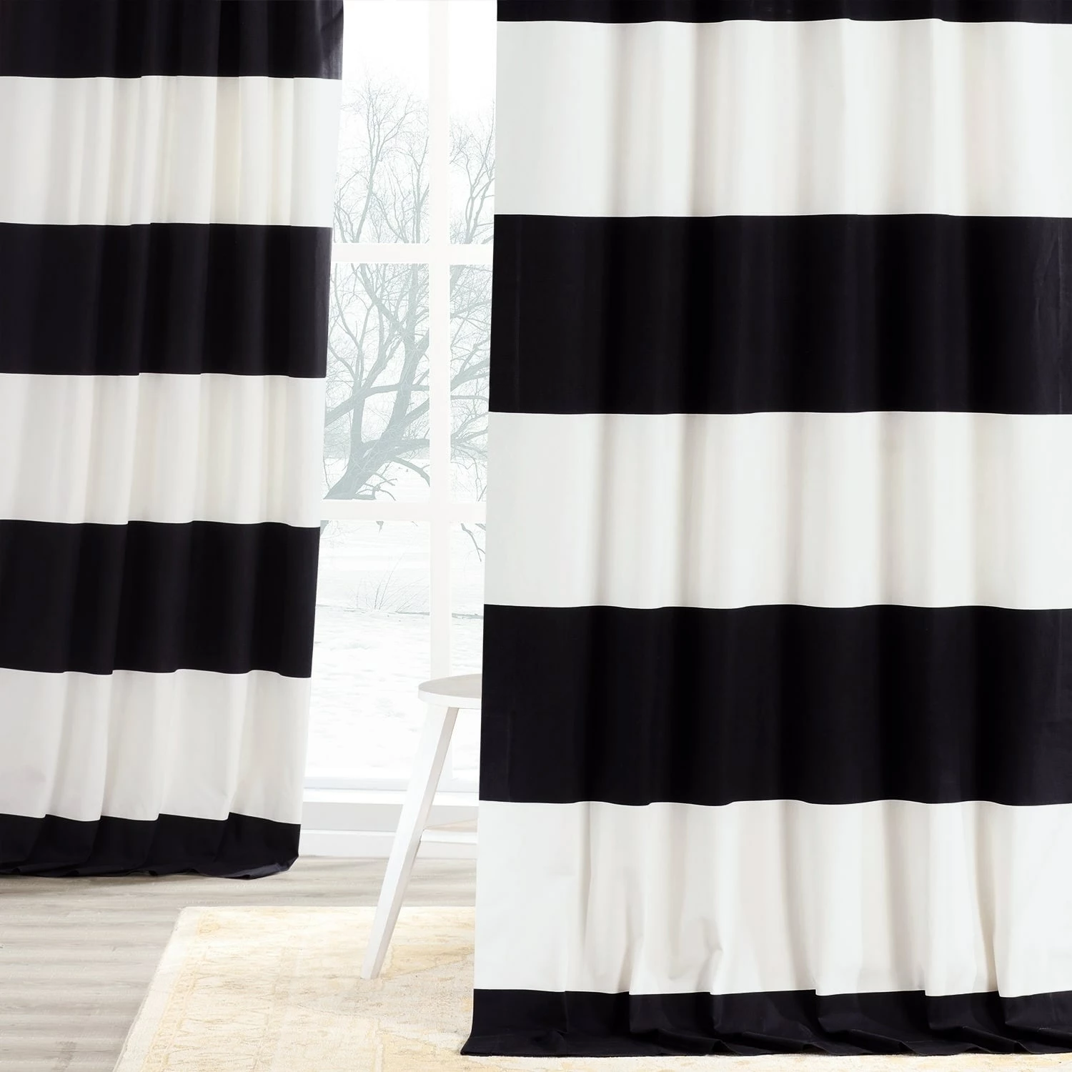 Hot Sale ⌛ Exclusive Fabrics Cabana Cotton Horizontal Stripe 120-inch Curtain (1 Panel) Slate Grey & Offwhite 🤩 7 Hot Sale ⌛ Exclusive Fabrics Cabana Cotton Horizontal Stripe 120-inch Curtain (1 Panel) Slate Grey & Offwhite 🤩 - Image 5