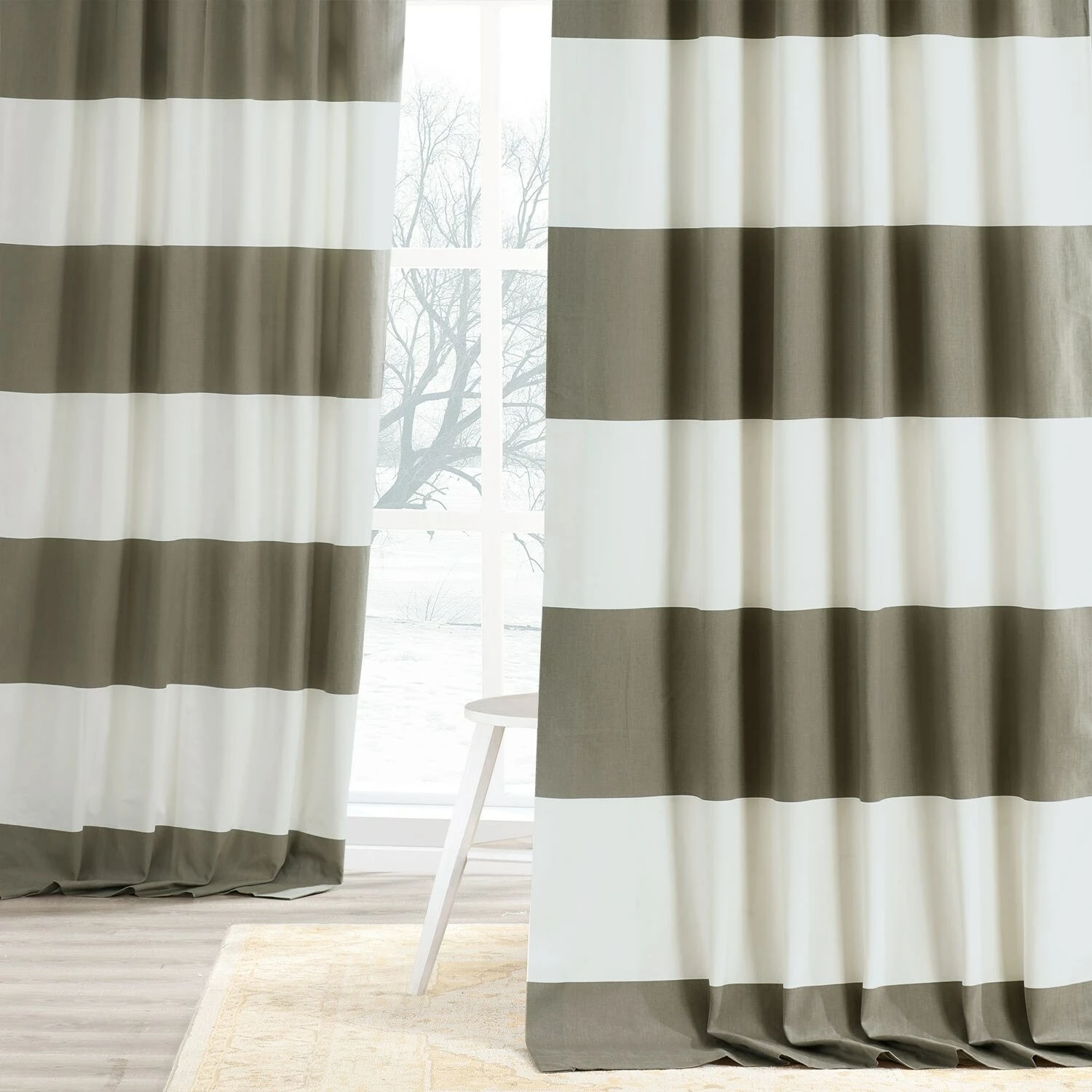 Hot Sale ⌛ Exclusive Fabrics Cabana Cotton Horizontal Stripe 120-inch Curtain (1 Panel) Slate Grey & Offwhite 🤩 6 Hot Sale ⌛ Exclusive Fabrics Cabana Cotton Horizontal Stripe 120-inch Curtain (1 Panel) Slate Grey & Offwhite 🤩 - Image 4