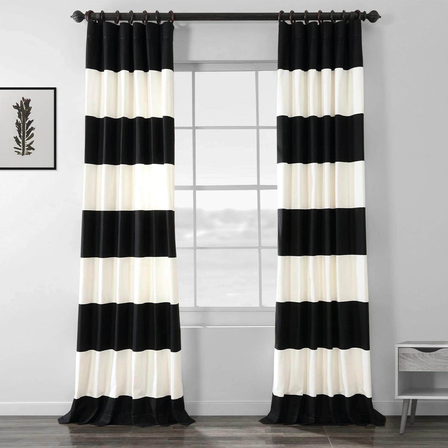Buy 🔔 Exclusive Fabrics Cabana Cotton Horizontal Stripe 96-inch Curtain (1 Panel) Slate Grey & Offwhite ⭐ 13 Buy 🔔 Exclusive Fabrics Cabana Cotton Horizontal Stripe 96-inch Curtain (1 Panel) Slate Grey & Offwhite ⭐ - Image 11