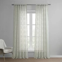 Buy 🎉 Exclusive Fabrics Calais Tile Patterned Faux Linen Sheer Curtain 😉 -Exclusive Fabrics SHOP Exclusive Fabrics Calais Tile Patterned Faux Linen Sheer Curtain 2