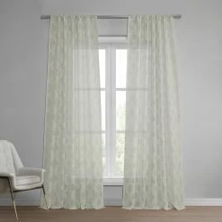 Buy 🎉 Exclusive Fabrics Calais Tile Patterned Faux Linen Sheer Curtain 😉