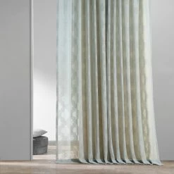 Buy 🎉 Exclusive Fabrics Calais Tile Patterned Faux Linen Sheer Curtain 😉 -Exclusive Fabrics SHOP Exclusive Fabrics Calais Tile Patterned Faux Linen Sheer Curtain 5
