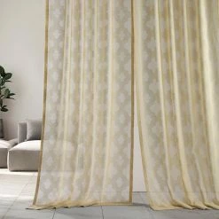 Buy 🎉 Exclusive Fabrics Calais Tile Patterned Faux Linen Sheer Curtain 😉 -Exclusive Fabrics SHOP Exclusive Fabrics Calais Tile Patterned Faux Linen Sheer Curtain 7