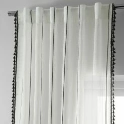 New 🛒 Exclusive Fabrics Campane Patterned Faux Linen Sheer Curtain (1 Panel) Campane Black 😍 -Exclusive Fabrics SHOP Exclusive Fabrics Campane Patterned Faux Linen Sheer Curtain 281 Panel29 5