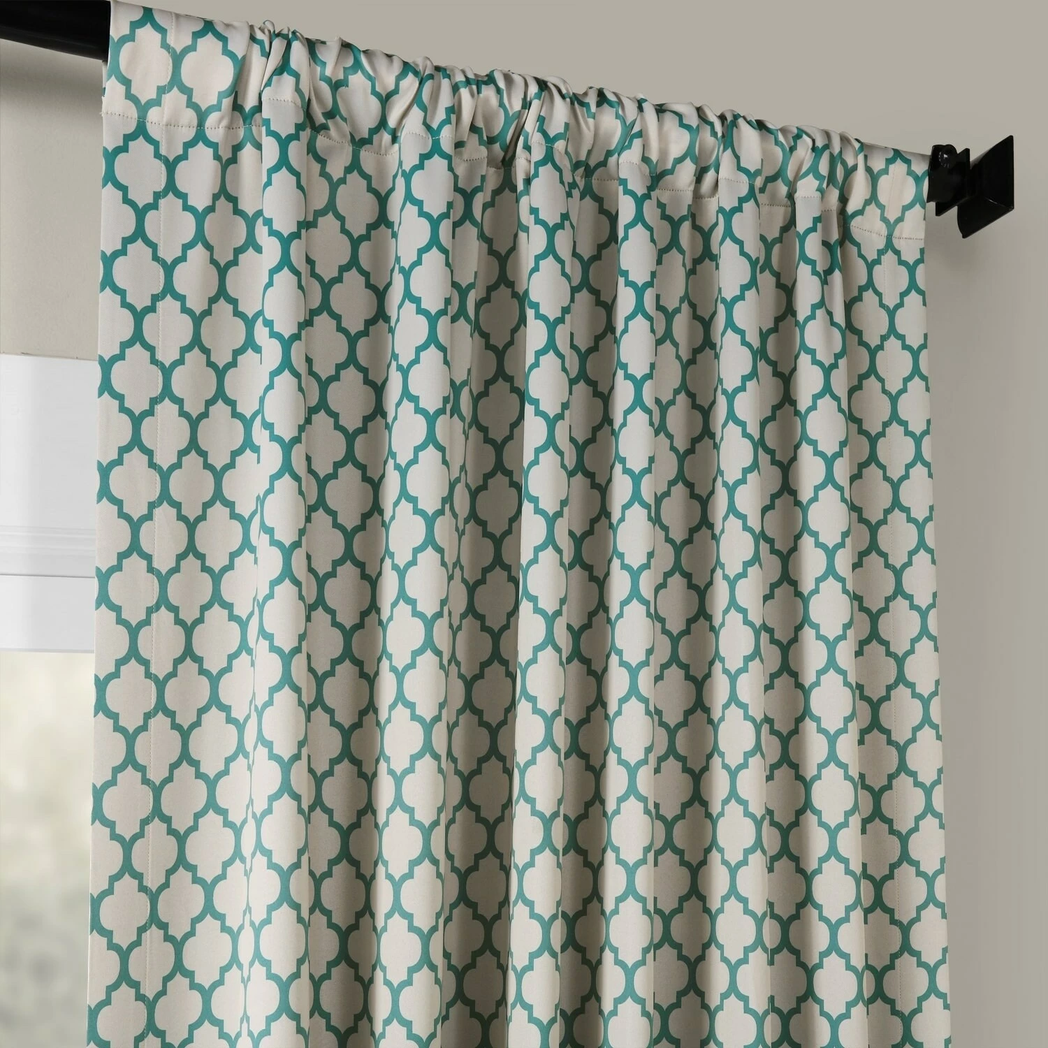 Brand new ๐ Exclusive Fabrics Casablanca Aqua/ Beige Room Darkening Curtain Panel Pair (2 Panels) โญ 5 Brand new ๐ Exclusive Fabrics Casablanca Aqua/ Beige Room Darkening Curtain Panel Pair (2 Panels) โญ - Image 3