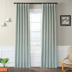 Brand new 🎁 Exclusive Fabrics Casablanca Aqua/ Beige Room Darkening Curtain Panel Pair (2 Panels) ⭐