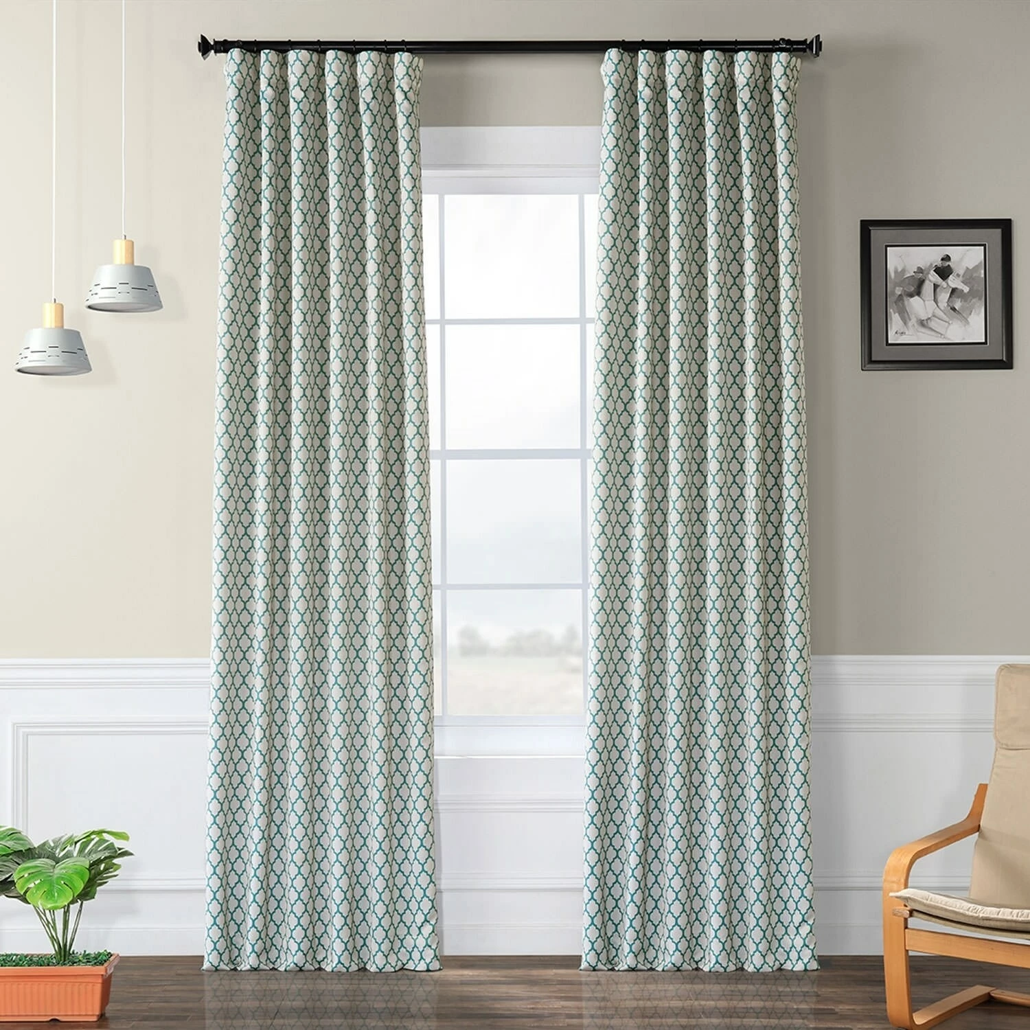 Brand new ๐ Exclusive Fabrics Casablanca Aqua/ Beige Room Darkening Curtain Panel Pair (2 Panels) โญ 3 Brand new ๐ Exclusive Fabrics Casablanca Aqua/ Beige Room Darkening Curtain Panel Pair (2 Panels) โญ