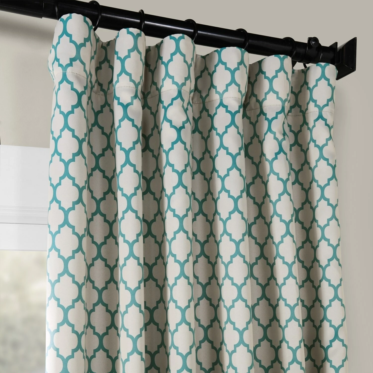Brand new ๐ Exclusive Fabrics Casablanca Aqua/ Beige Room Darkening Curtain Panel Pair (2 Panels) โญ 4 Brand new ๐ Exclusive Fabrics Casablanca Aqua/ Beige Room Darkening Curtain Panel Pair (2 Panels) โญ - Image 2