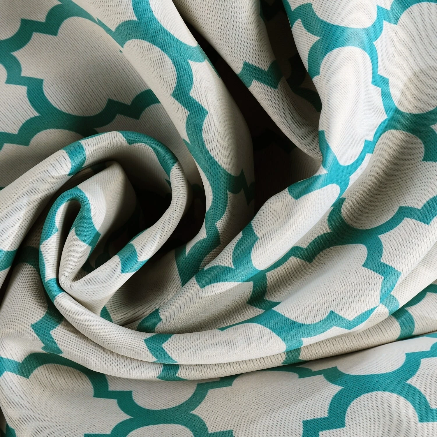 Brand new ๐ Exclusive Fabrics Casablanca Aqua/ Beige Room Darkening Curtain Panel Pair (2 Panels) โญ 9 Brand new ๐ Exclusive Fabrics Casablanca Aqua/ Beige Room Darkening Curtain Panel Pair (2 Panels) โญ - Image 7