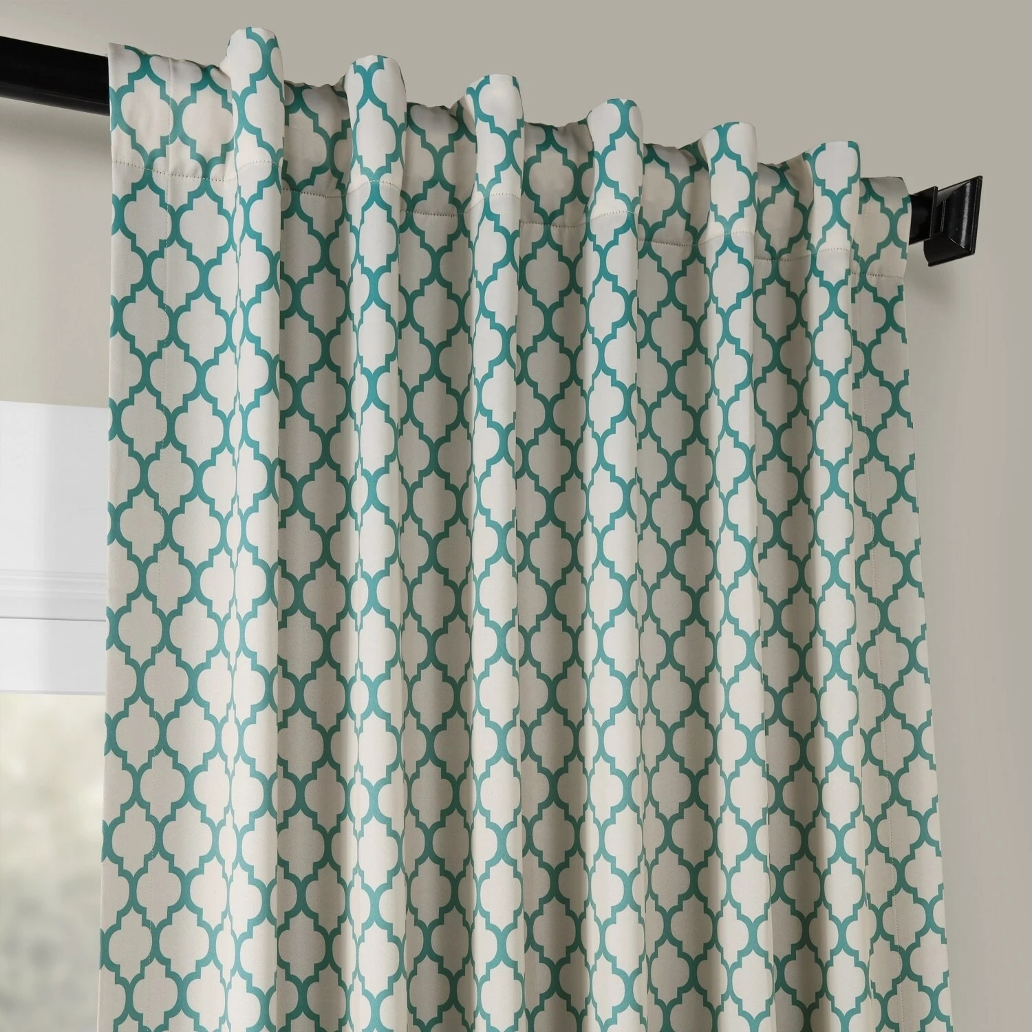 Brand new ๐ Exclusive Fabrics Casablanca Aqua/ Beige Room Darkening Curtain Panel Pair (2 Panels) โญ 6 Brand new ๐ Exclusive Fabrics Casablanca Aqua/ Beige Room Darkening Curtain Panel Pair (2 Panels) โญ - Image 4
