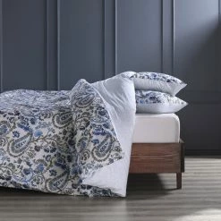 Best Pirce 🌟 Exclusive Fabrics Cheshire Blue Cotton Percale Printed Reversible Duvet Cover Set 🧨 -Exclusive Fabrics SHOP Exclusive Fabrics Cheshire Blue Cotton Percale Printed Reversible Duvet Cover Set 3