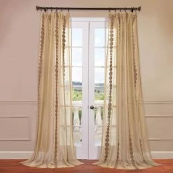 Hot Sale 💯 Exclusive Fabrics Cleopatra Embroidered Sheer Curtain (1 Panel) Cleopatra Gold ✔️