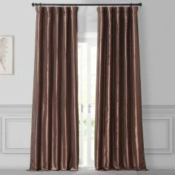 Cheap 🧨 Exclusive Fabrics Copper Brown Faux Silk Taffeta Curtain (1 Panel) ⌛