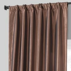Cheap 🧨 Exclusive Fabrics Copper Brown Faux Silk Taffeta Curtain (1 Panel) ⌛ -Exclusive Fabrics SHOP Exclusive Fabrics Copper Brown Faux Silk Taffeta Curtain 281 Panel29 3