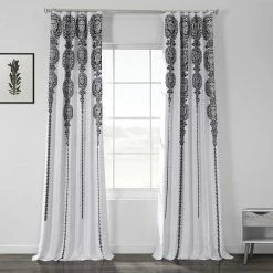 Wholesale ๐คฉ Exclusive Fabrics Cyprus Printed Linen Textured Room Darkening Curtain (1 Panel) Black โจ