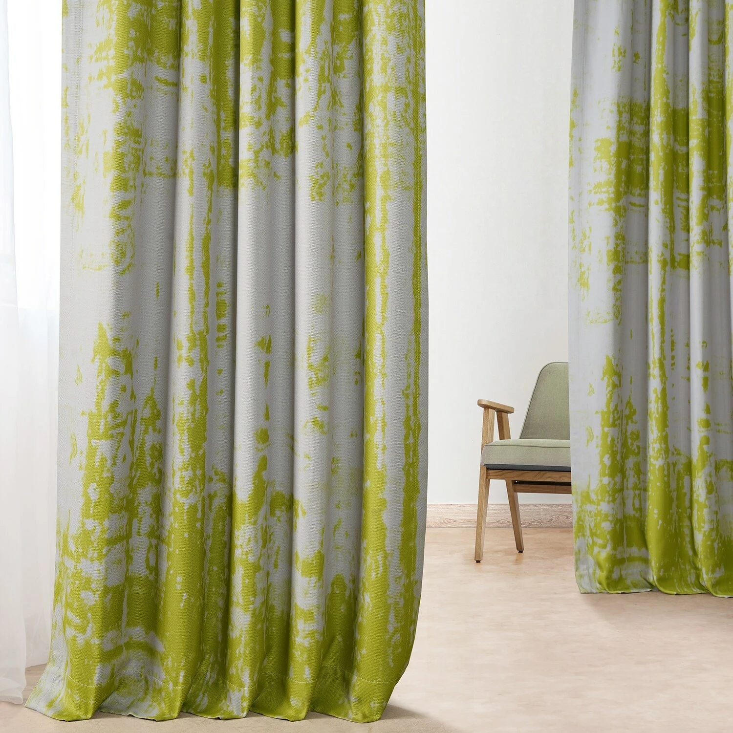 Promo 🛒 Exclusive Fabrics Dapple Printed Linen Textured Blackout Curtain (1 Panel) Dapple Green 🥰 5 Promo 🛒 Exclusive Fabrics Dapple Printed Linen Textured Blackout Curtain (1 Panel) Dapple Green 🥰 - Image 3