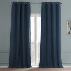 New 😉 Exclusive Fabrics Dune Textured Hotel Blackout Cotton Grommet Curtain (1 Panel) Noble Navy 🔥 -Exclusive Fabrics SHOP Exclusive Fabrics Dune Textured Hotel Blackout Cotton Grommet Curtain 281 Panel29 3