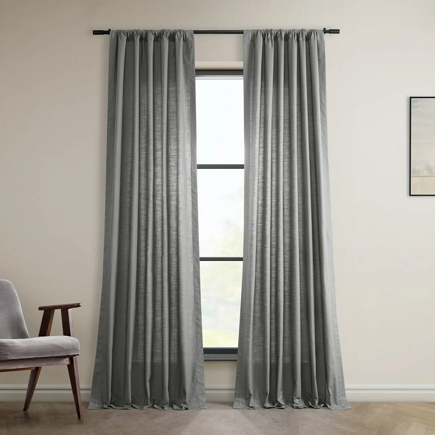 Cheap ❤️ Exclusive Fabrics Dune Textured Solid Cotton Curtain Pair (2 Panels) Dark Teal Green ✨ 4 Cheap ❤️ Exclusive Fabrics Dune Textured Solid Cotton Curtain Pair (2 Panels) Dark Teal Green ✨ - Image 2