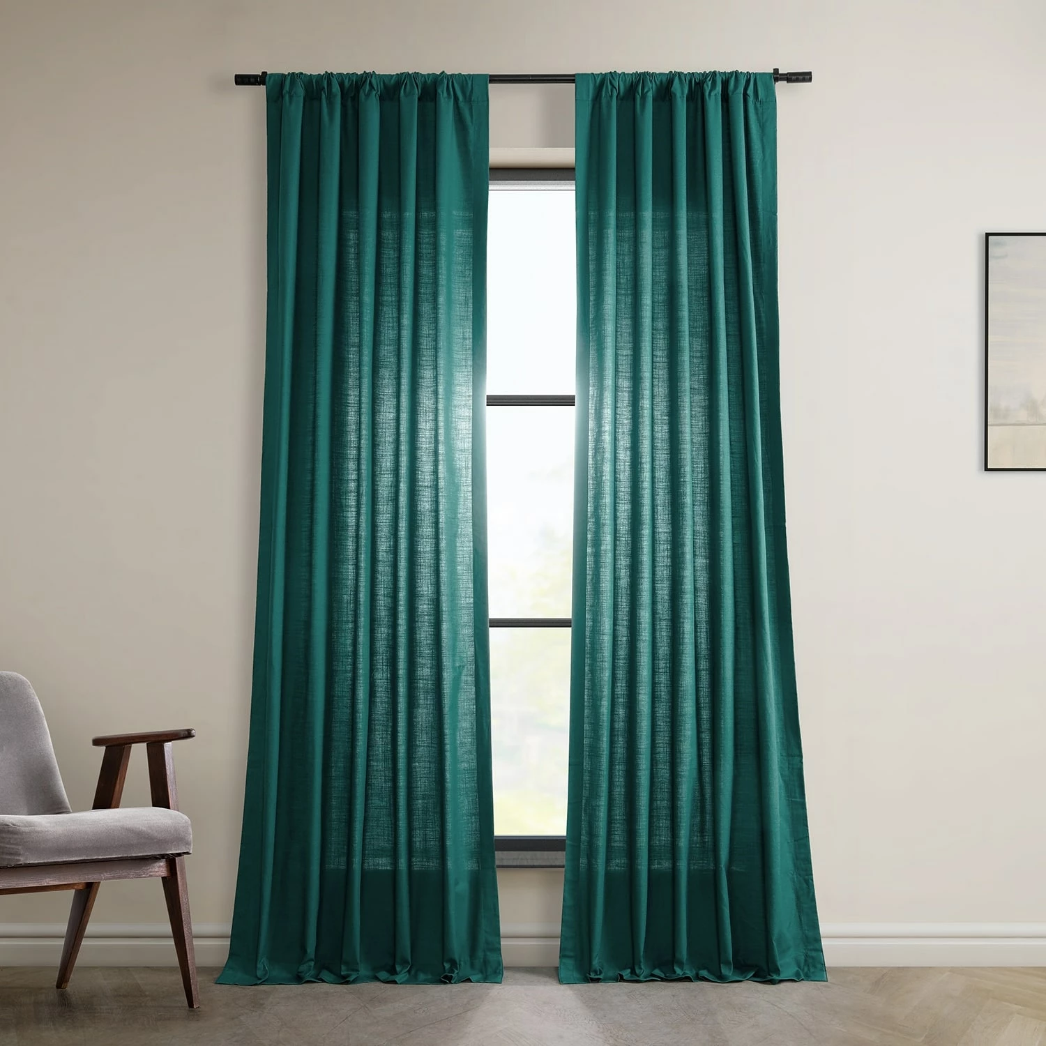Cheap ❤️ Exclusive Fabrics Dune Textured Solid Cotton Curtain Pair (2 Panels) Dark Teal Green ✨ 14 Cheap ❤️ Exclusive Fabrics Dune Textured Solid Cotton Curtain Pair (2 Panels) Dark Teal Green ✨ - Image 12